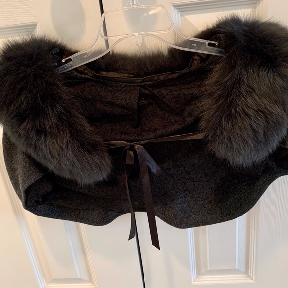 Other - Vintage Cashmere Cape with Removable Fur Collar